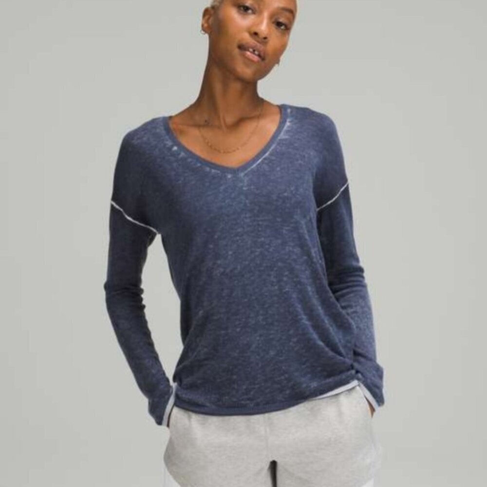 Lululemon Cashlu V-Neck Sweater Shadow Blue